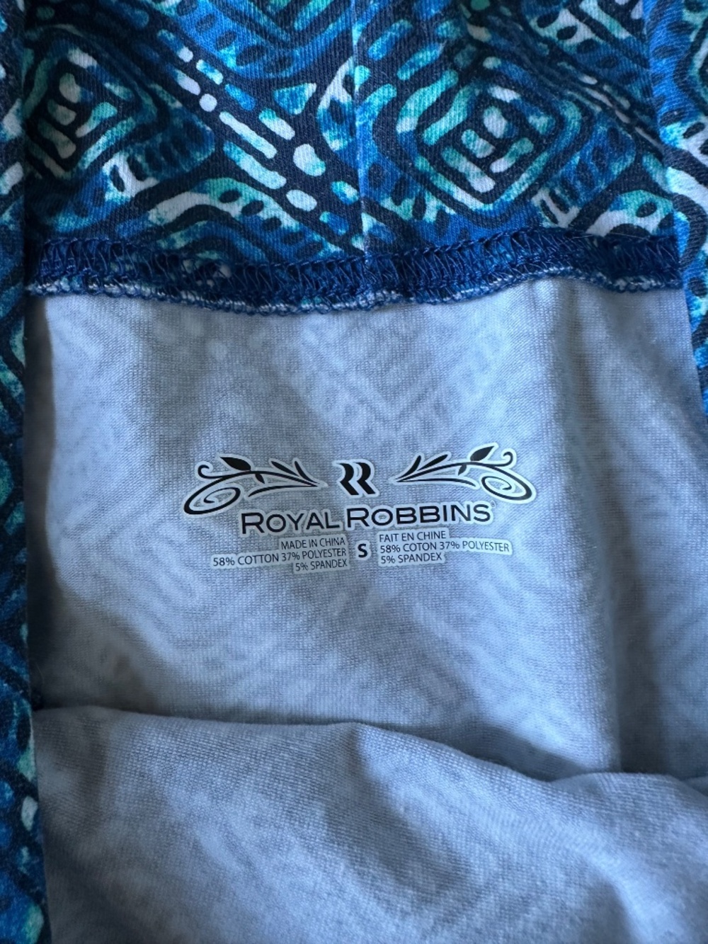 Royal Robbins Blue Geometric Print A-Line Skirt Small Zip Pocket - Picture 5 of 8